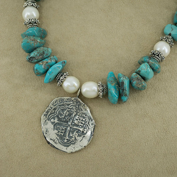 Coin and Turquoise Necklace